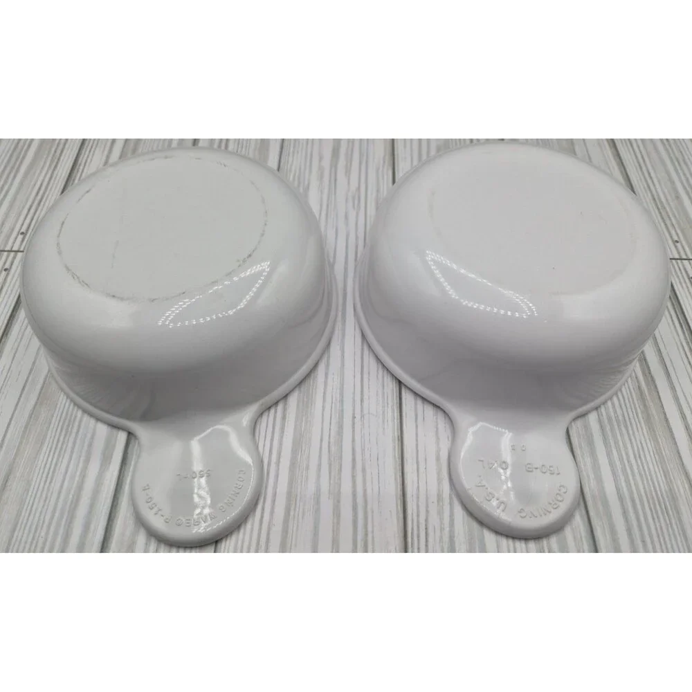 Set of 2 CorningWare Grab-It Bowls 15oz White P-150-B Handles No Lids Vintage